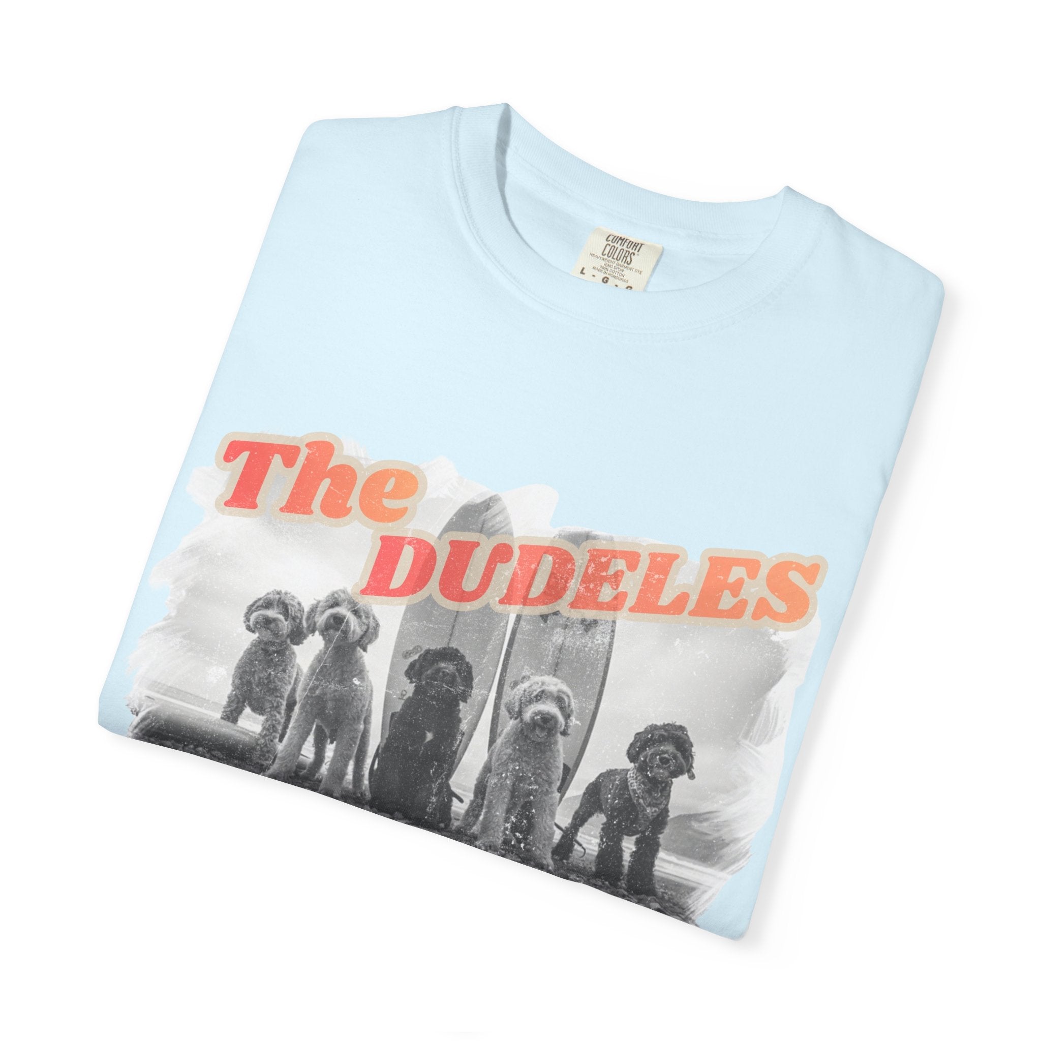The Dudeles Dog Surfer T-Shirt | Doodle Breed Surfing Design