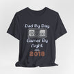 Personalized Dad By Day Gamer By Night T-Shirt — Established 2018 Retro Controller Tee