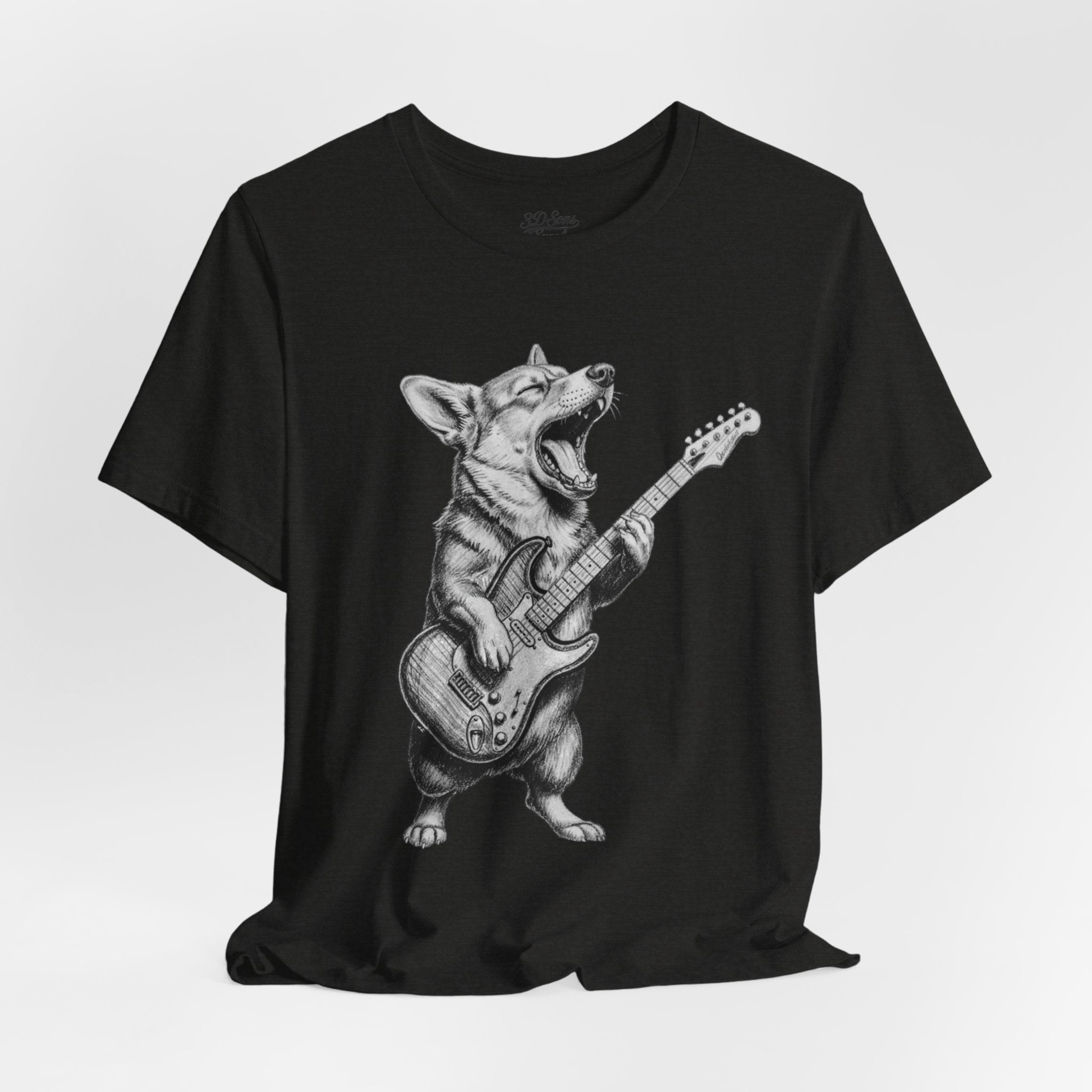 Corgi Rockstar T‑Shirt — Guitar Playing Dog Graphic Tee