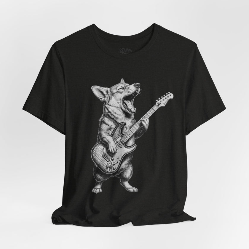 Corgi Rockstar T‑Shirt — Guitar Playing Dog Graphic Tee