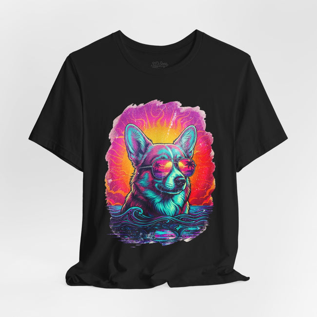 Corgi Retro 90s Vice City T-Shirt — Vintage Neon Dog Tee