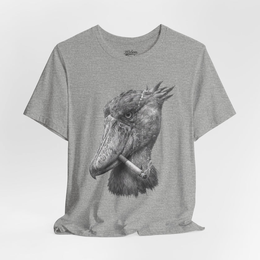Smoking Shoebill Stork T-Shirt — Quirky Bird Graphic Tee