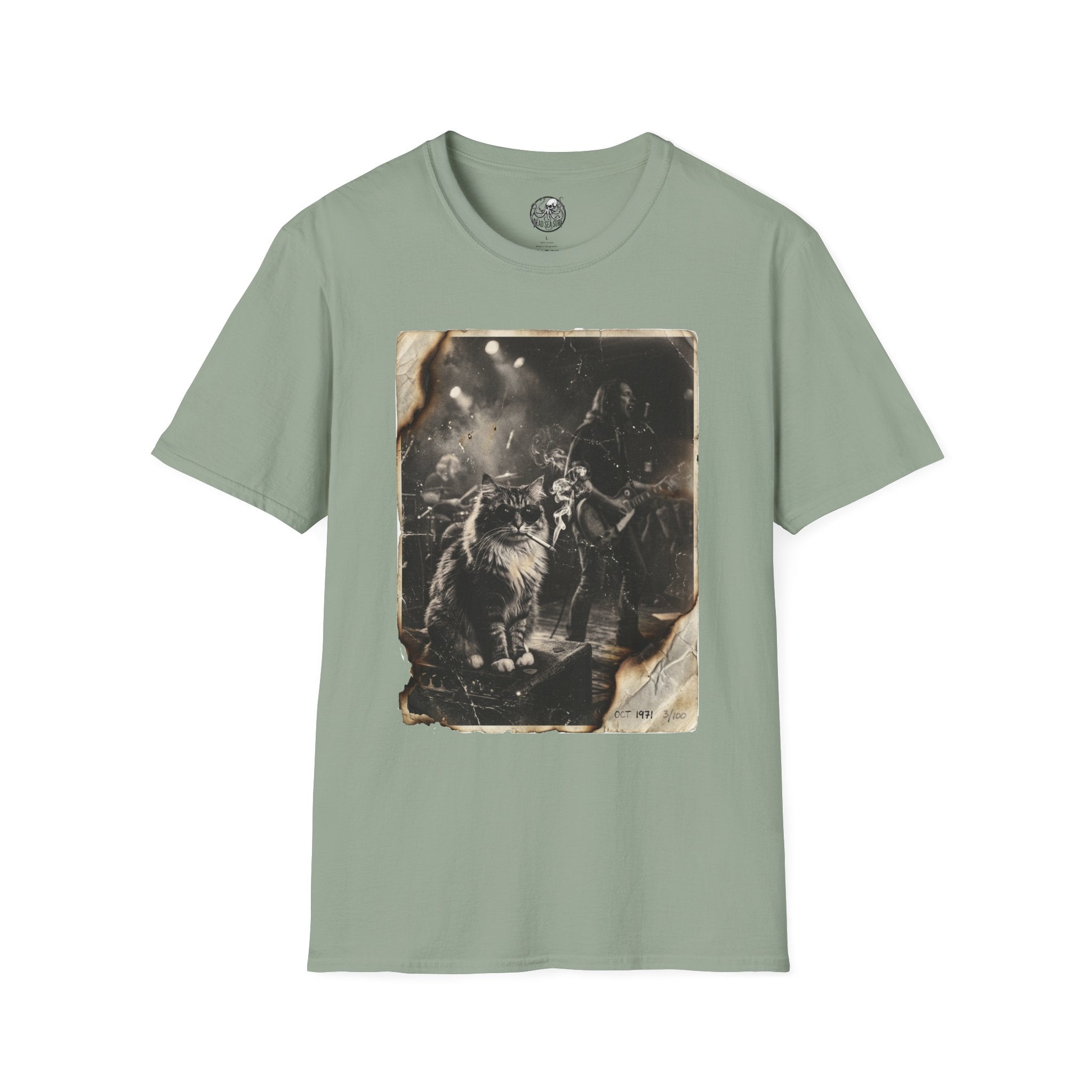Vintage Rockstar Cat T-Shirt | Retro Rock Art Graphic Tee – 3D Sons Supply Co