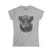 Women’s Softstyle Tee — Highland Cow Smoking Graphic
