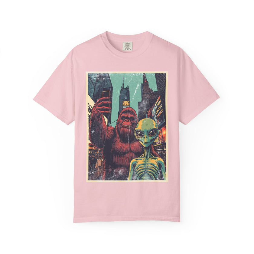 Alien & Bigfoot New York Times Square T-Shirt — Funny Urban Cryptid Tee