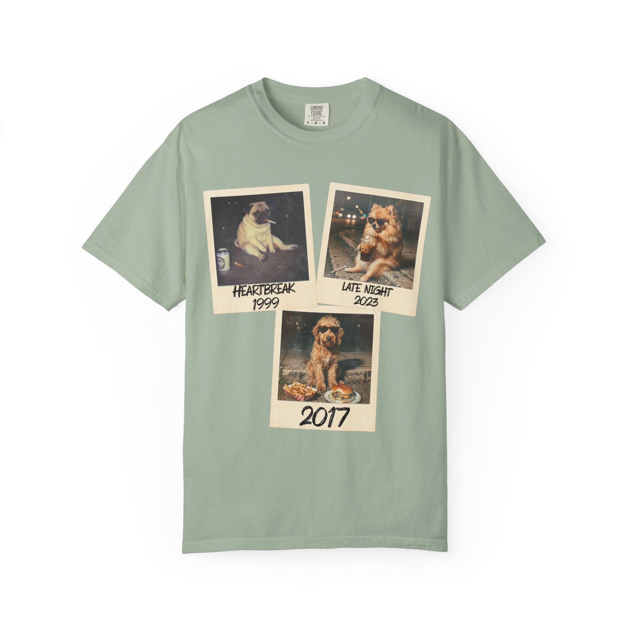 Personalized Polaroid Photo Tee — Custom 3 Image & Text Options