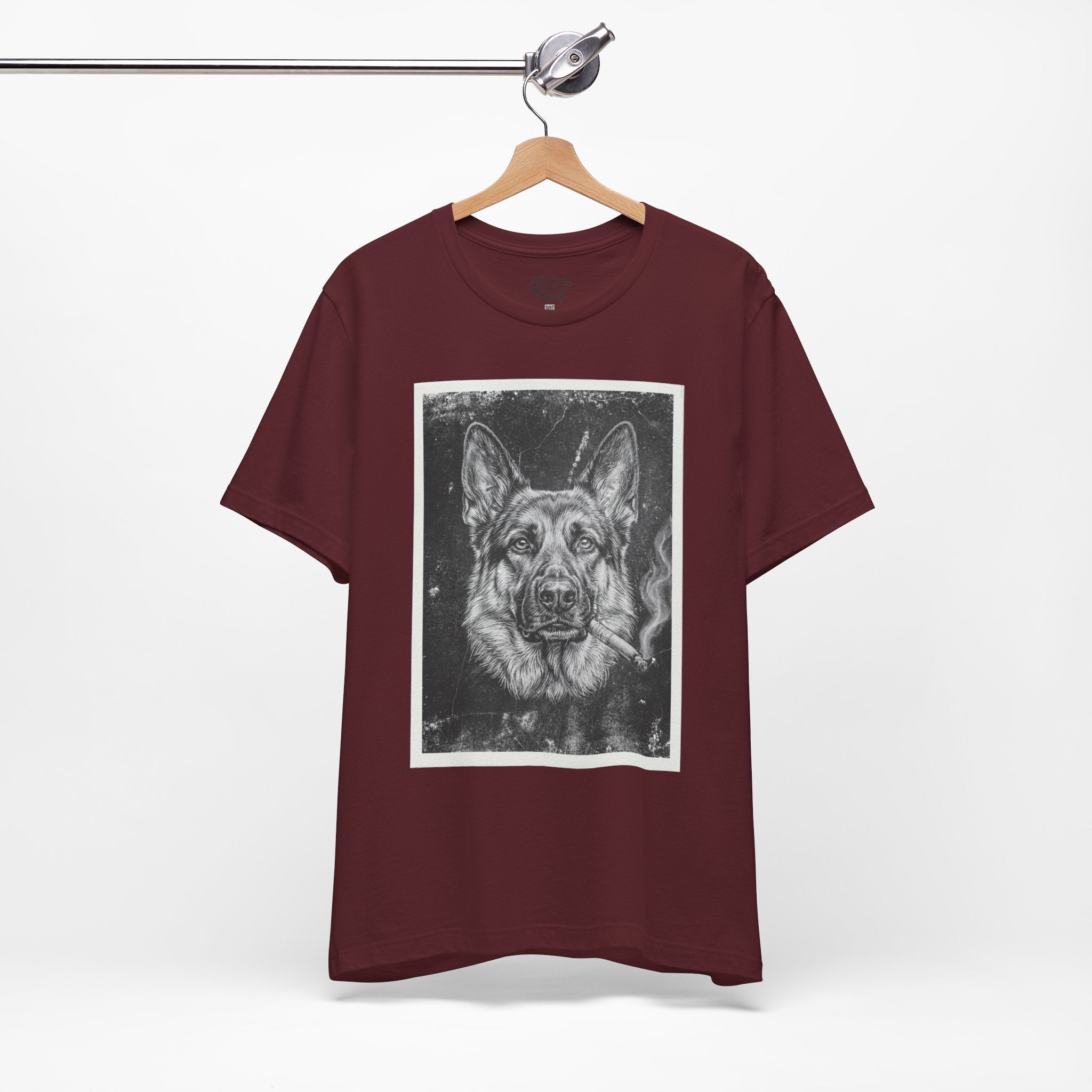 German Shepard Smoke Photo Tee — Vintage Pup Graphic T-Shirt