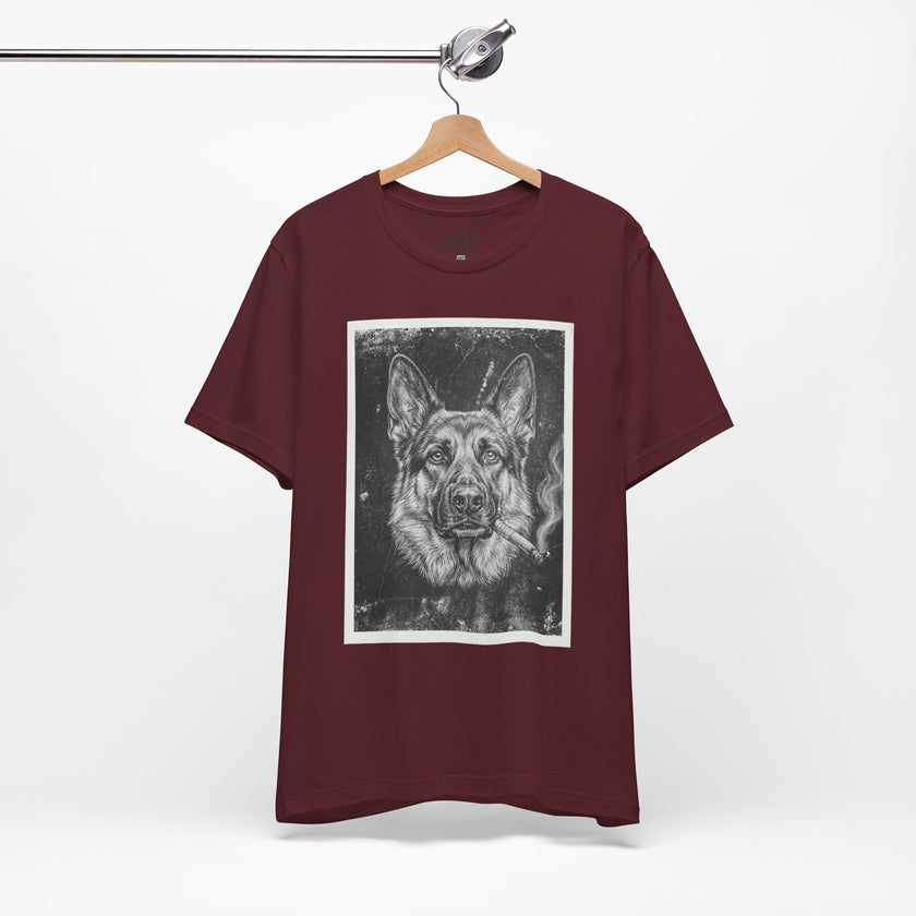 German Shepard Smoke Photo Tee — Vintage Pup Graphic T-Shirt
