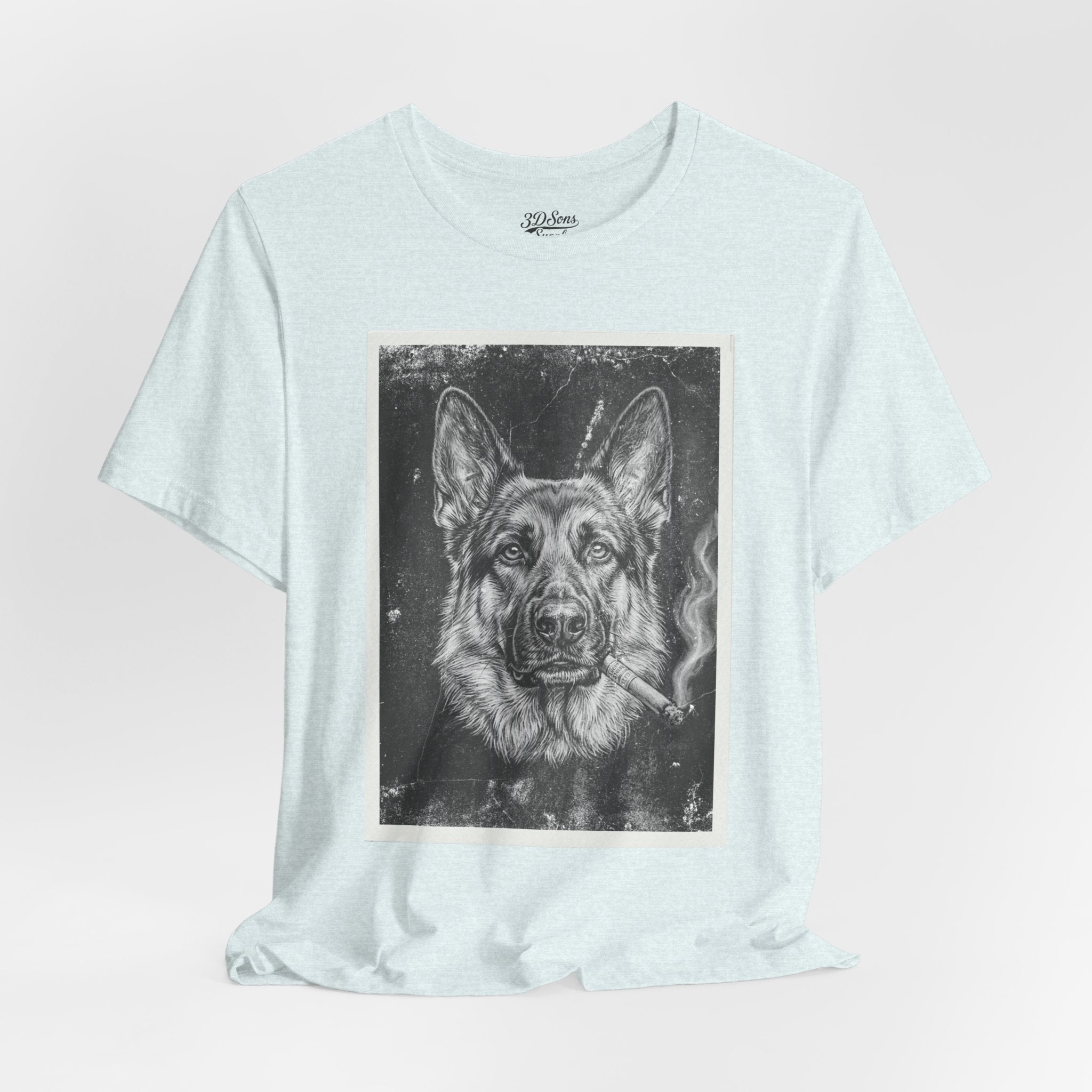 German Shepard Smoke Photo Tee — Vintage Pup Graphic T-Shirt