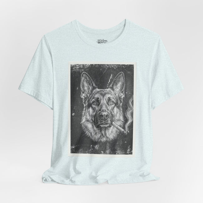 German Shepard Smoke Photo Tee — Vintage Pup Graphic T-Shirt