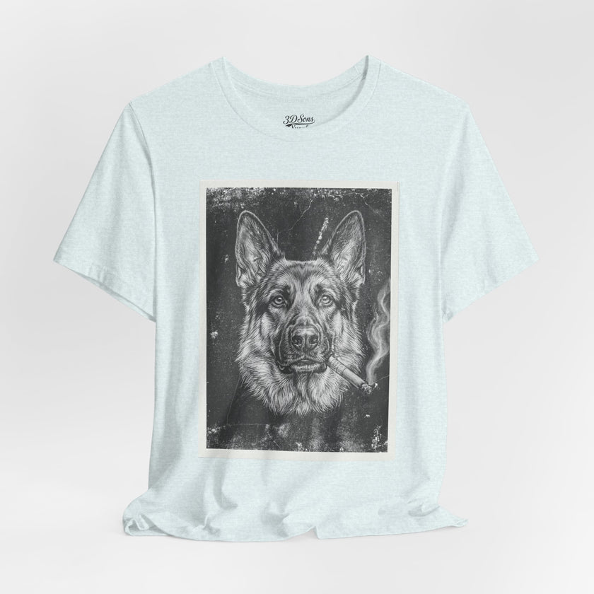 German Shepard Smoke Photo Tee — Vintage Pup Graphic T-Shirt