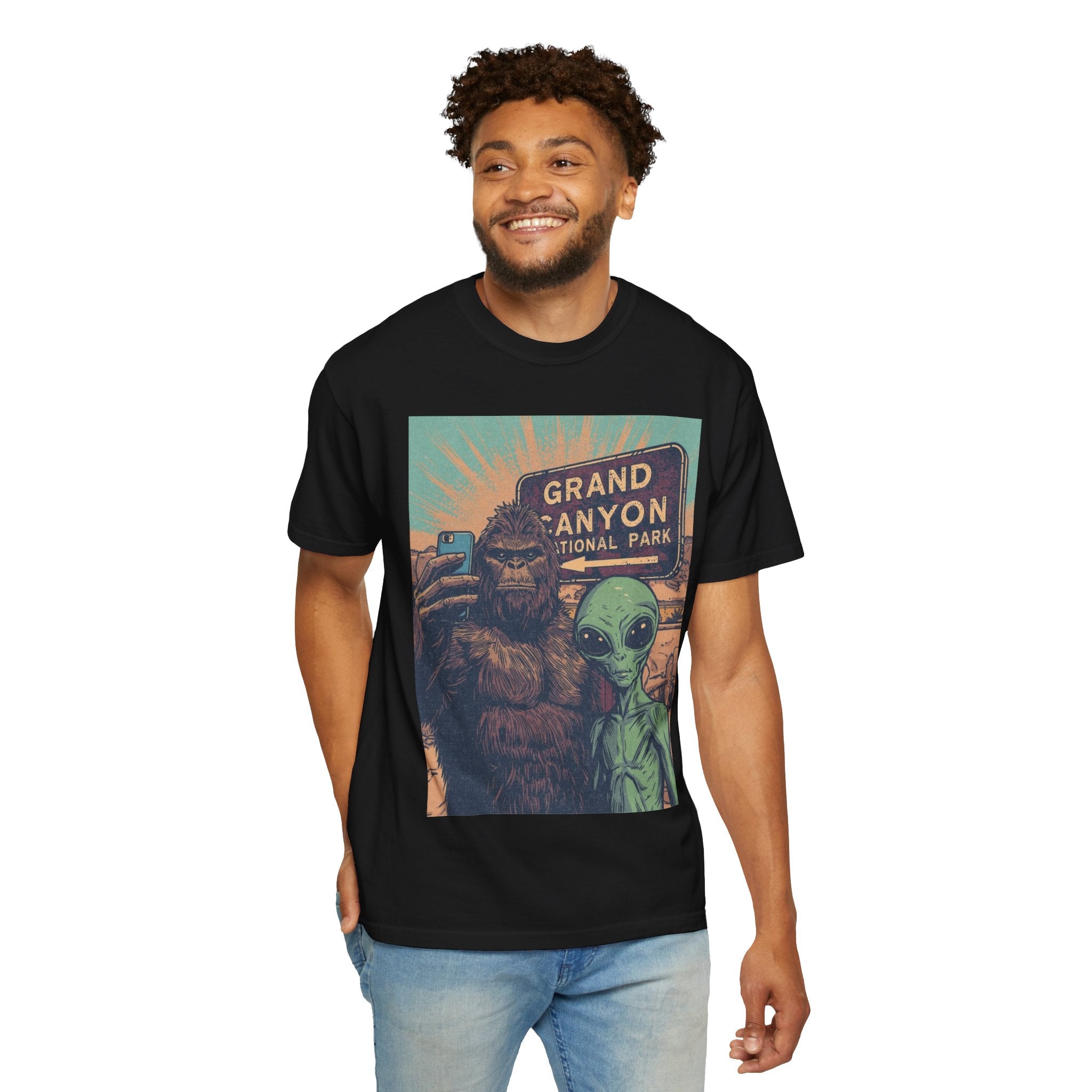 Bigfoot & Alien Grand Canyon T-Shirt — Funny National Park Tee