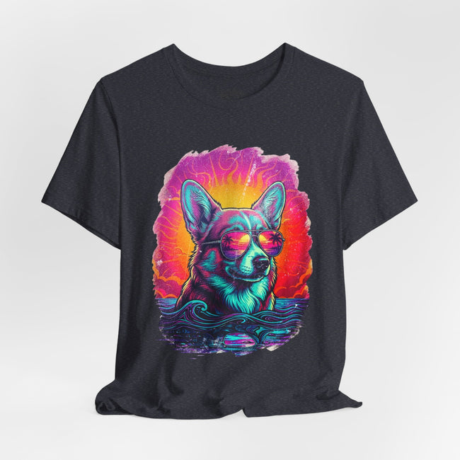 Corgi Retro 90s Vice City T-Shirt — Vintage Neon Dog Tee