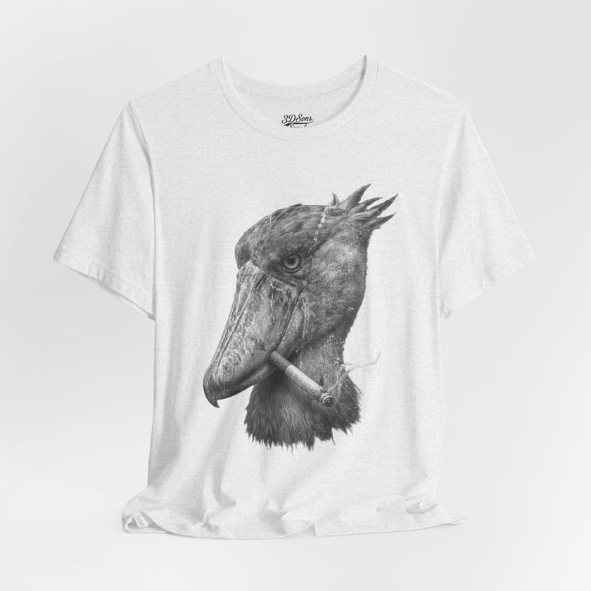 Smoking Shoebill Stork T-Shirt — Quirky Bird Graphic Tee