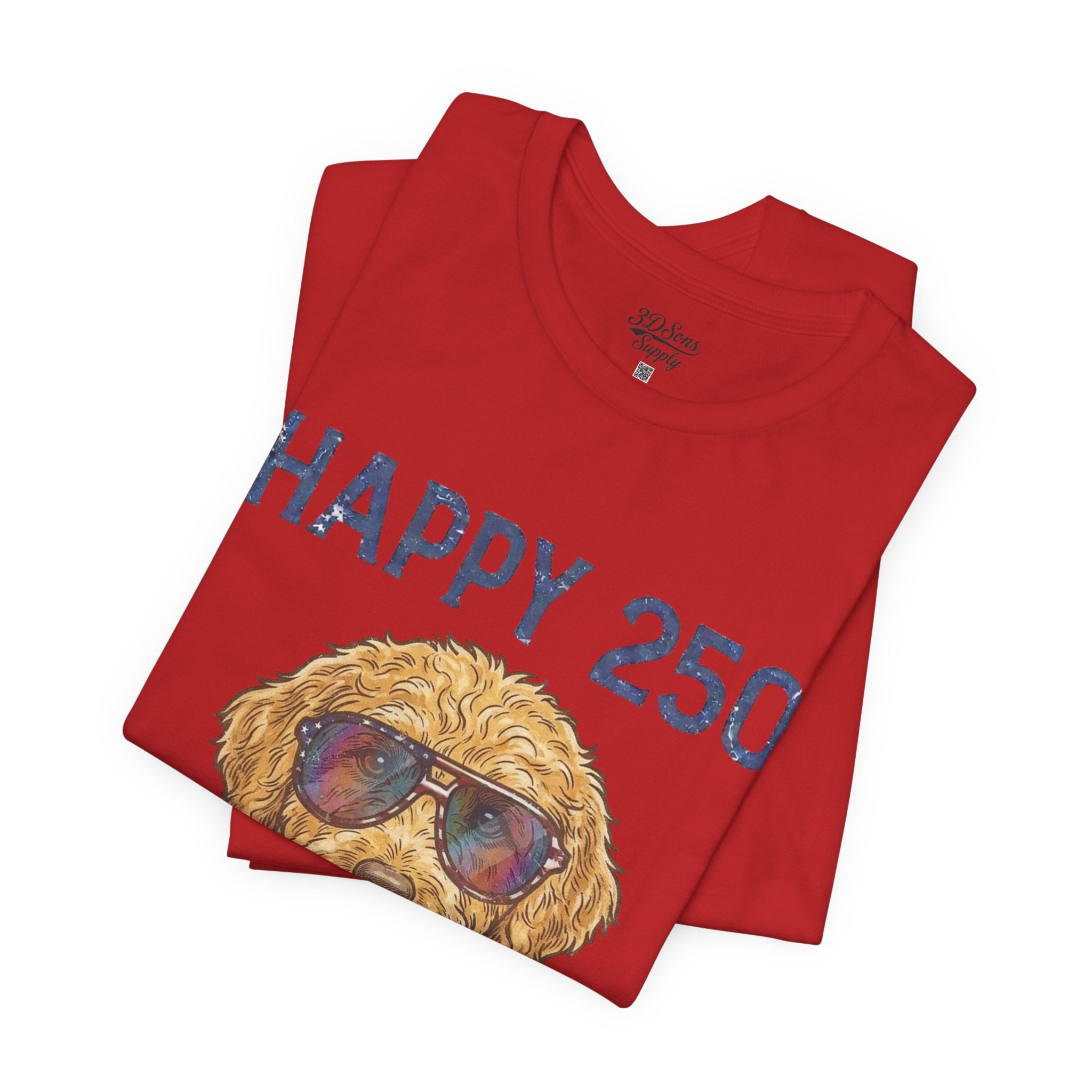 Happy 250 America! Patriotic Goldendoodle Tee