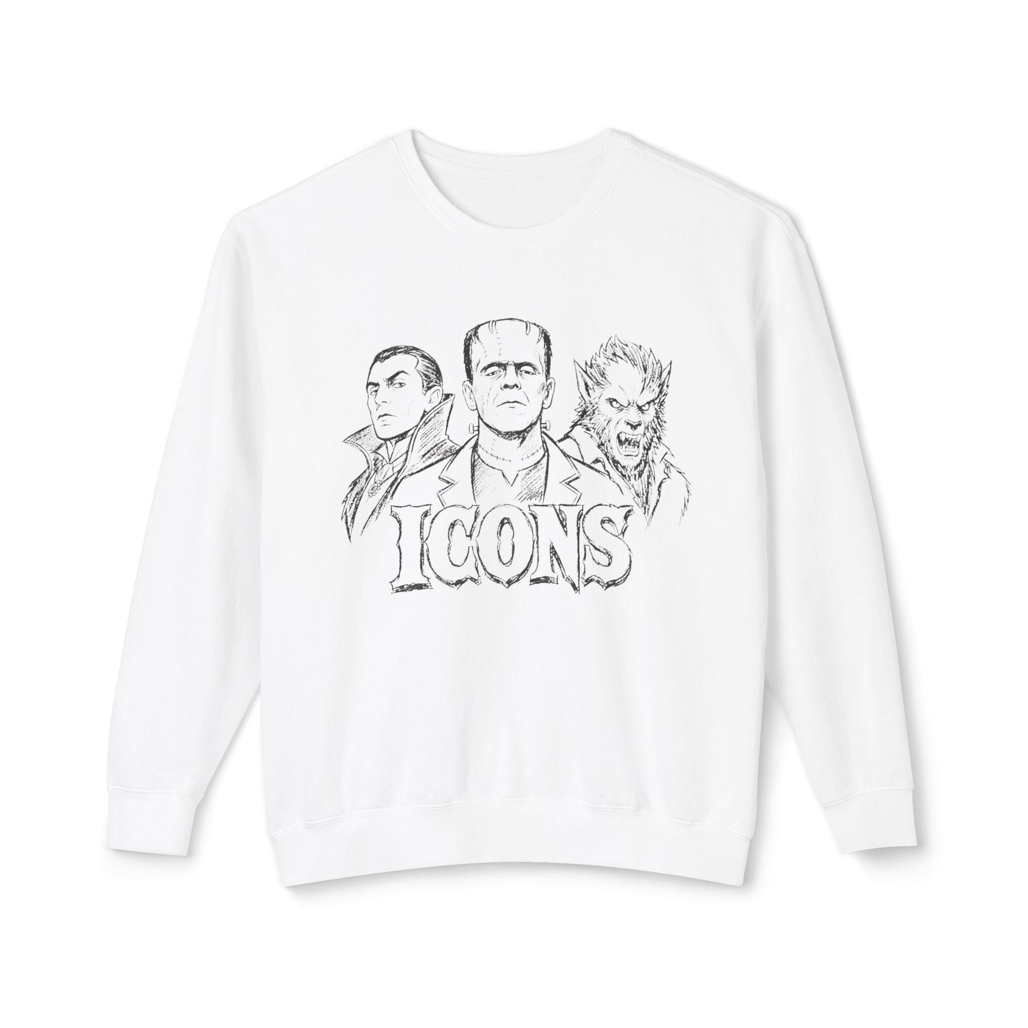 Classic Monster Icons Sweatshirt | Frankenstein Dracula Wolfman Crewneck