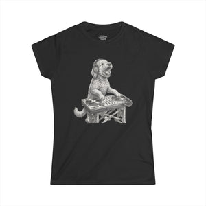 DJ Doodle Dog Women's Tee — Cute Turntable Graphic