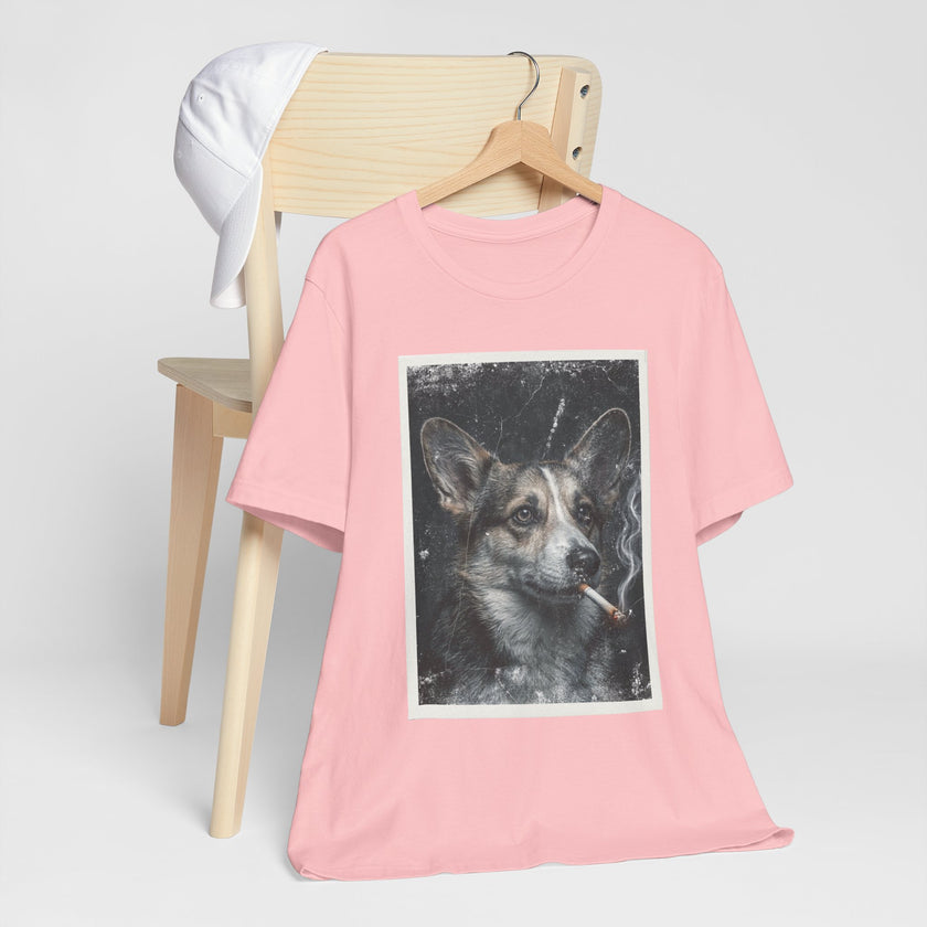 Smoking Corgi Graphic Tee – Retro Dog Portrait T-Shirt