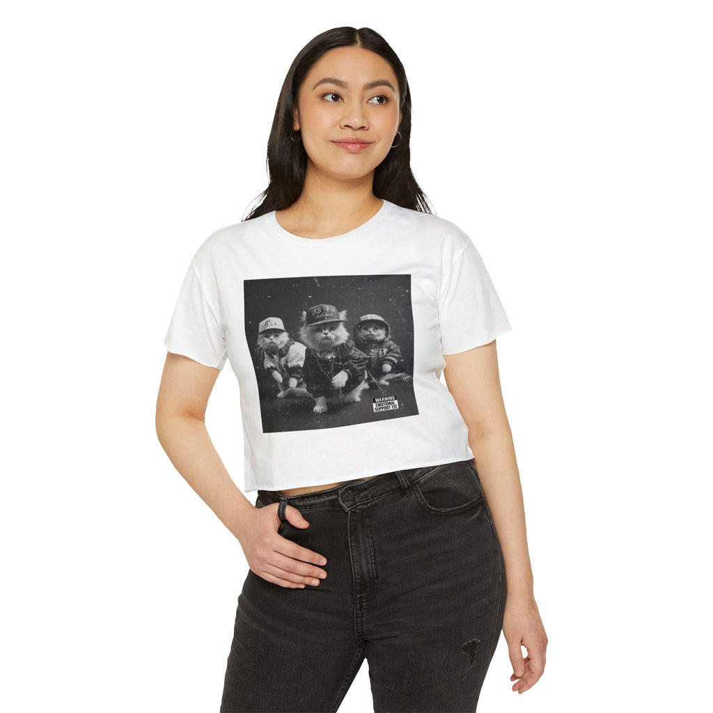 Hip Hop Kittens 90s Album Cover Crop Top
