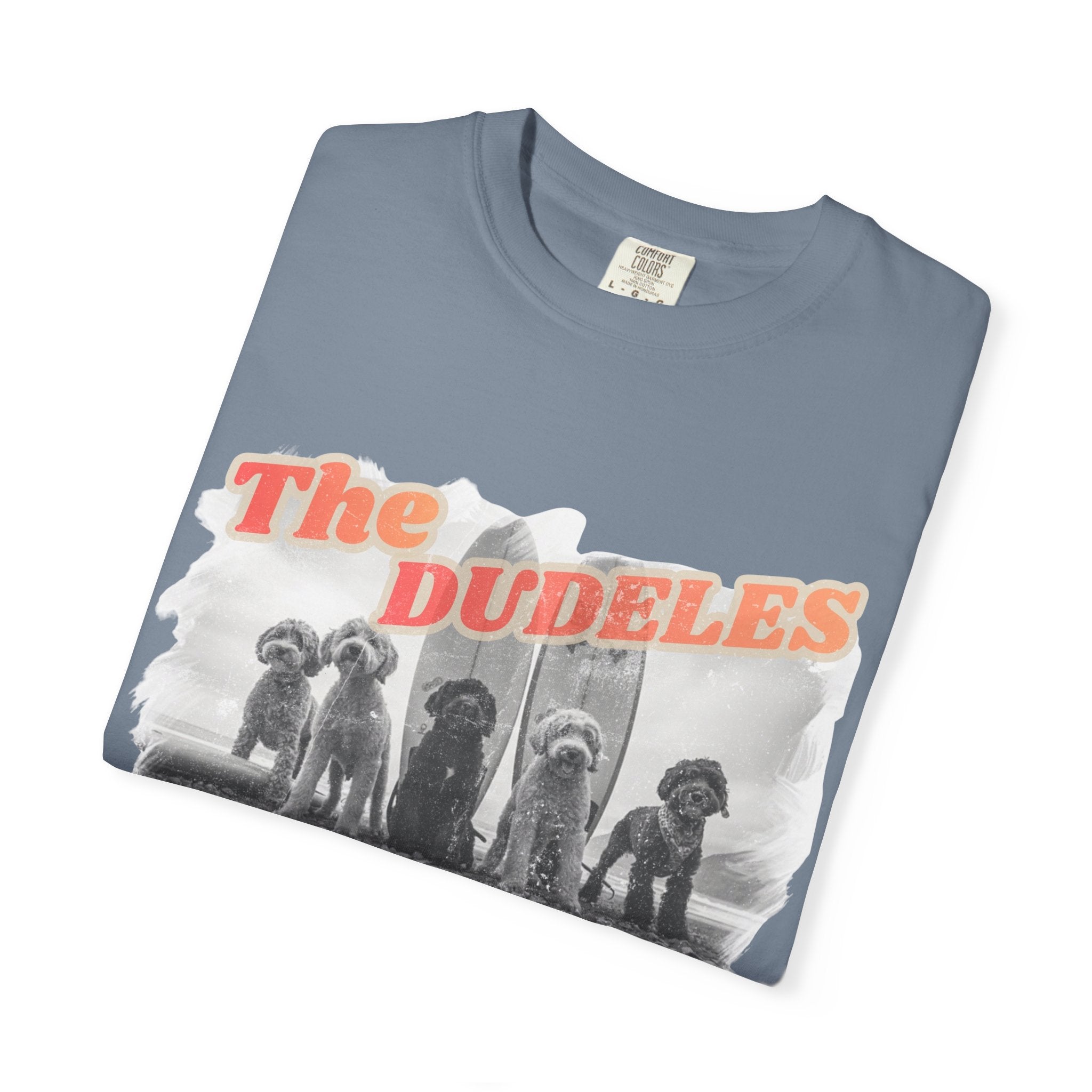 The Dudeles Dog Surfer T-Shirt | Doodle Breed Surfing Design