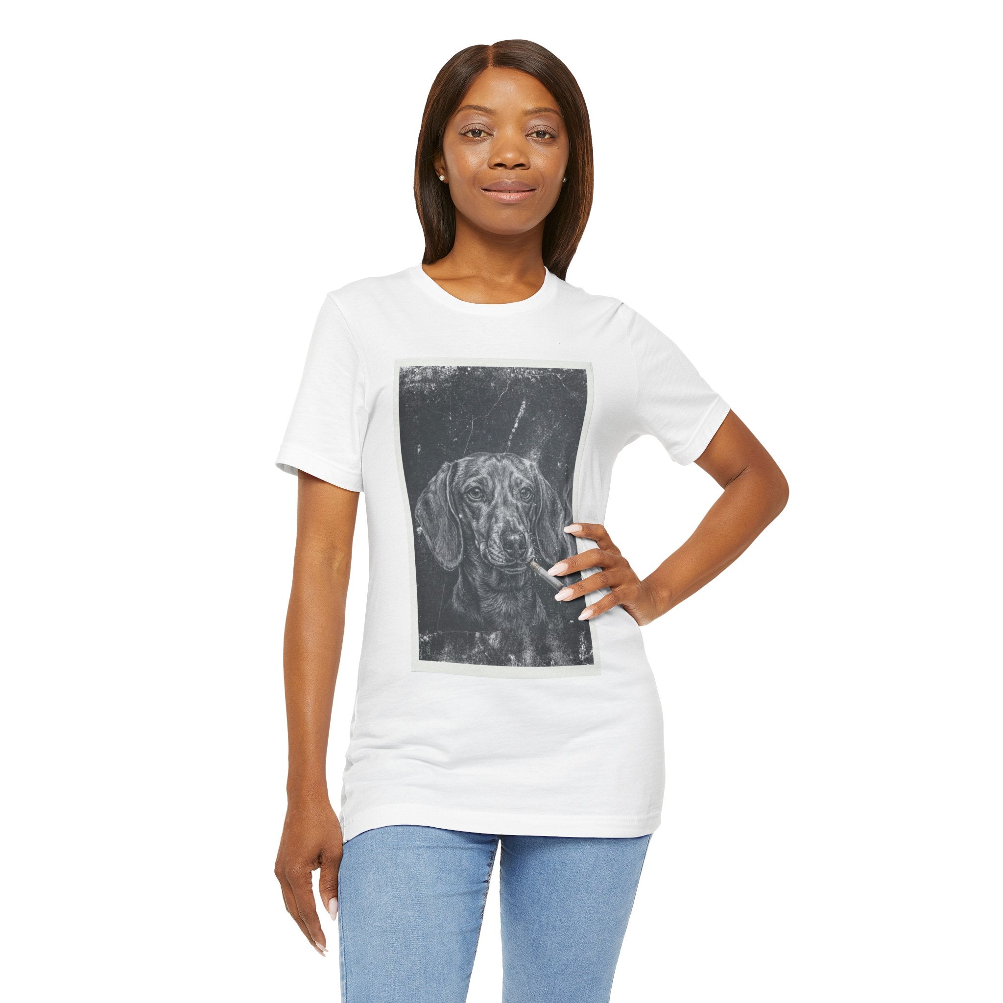 Dachshund Smoking Portrait Tee – Vintage Smokin' Dog Art T-Shirt