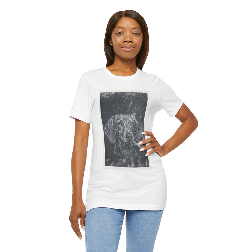 Dachshund Smoking Portrait Tee – Vintage Smokin' Dog Art T-Shirt