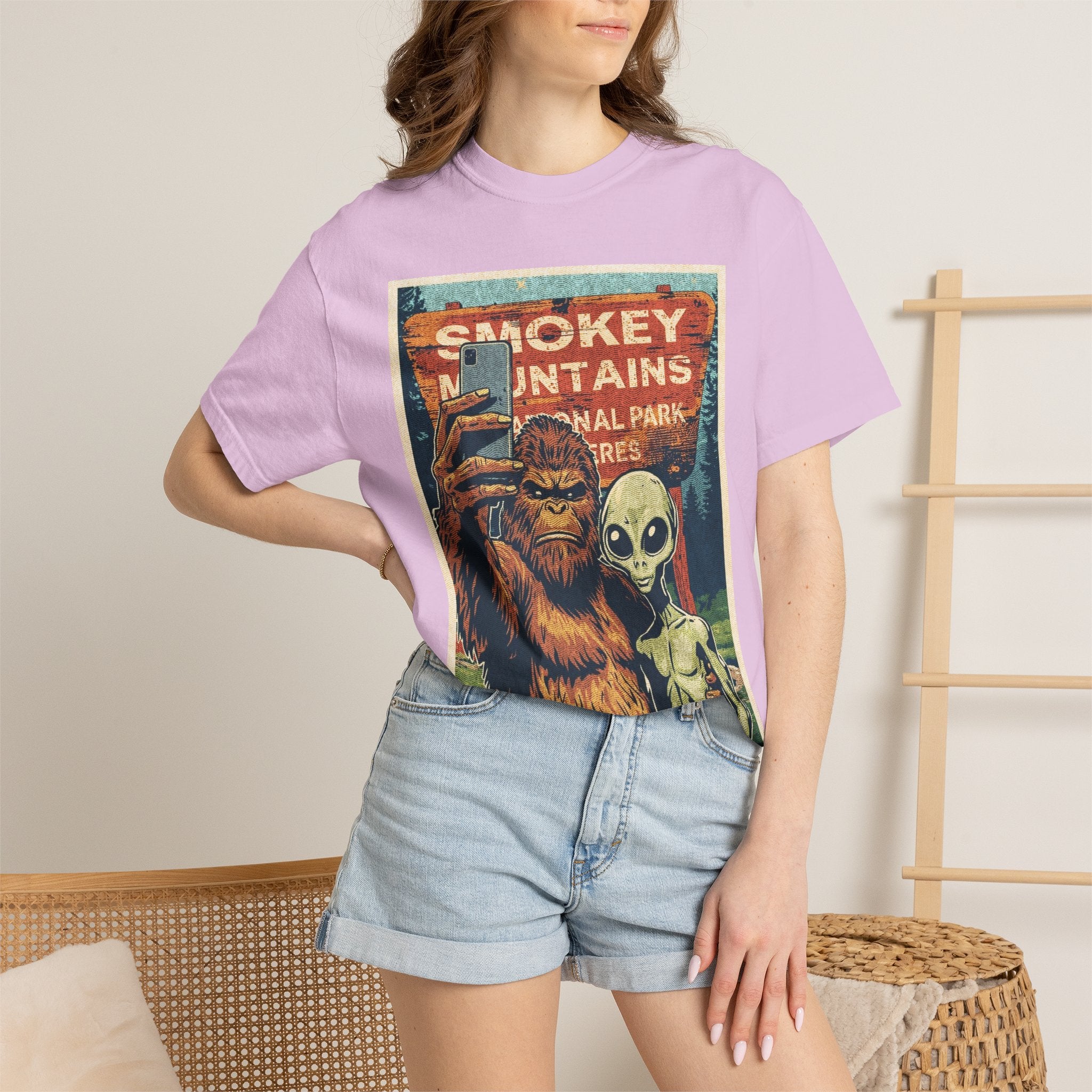 Smoky Mountains Alien & Bigfoot T-shirt — National Park Adventure Tee