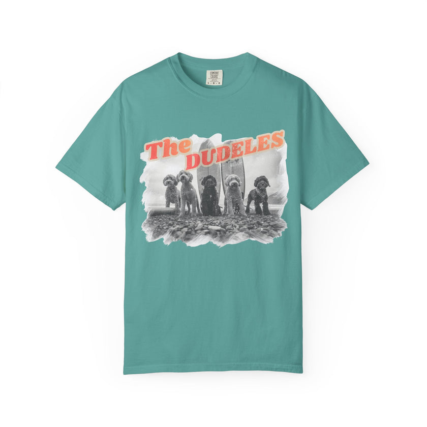 The Dudeles Dog Surfer T-Shirt | Doodle Breed Surfing Design