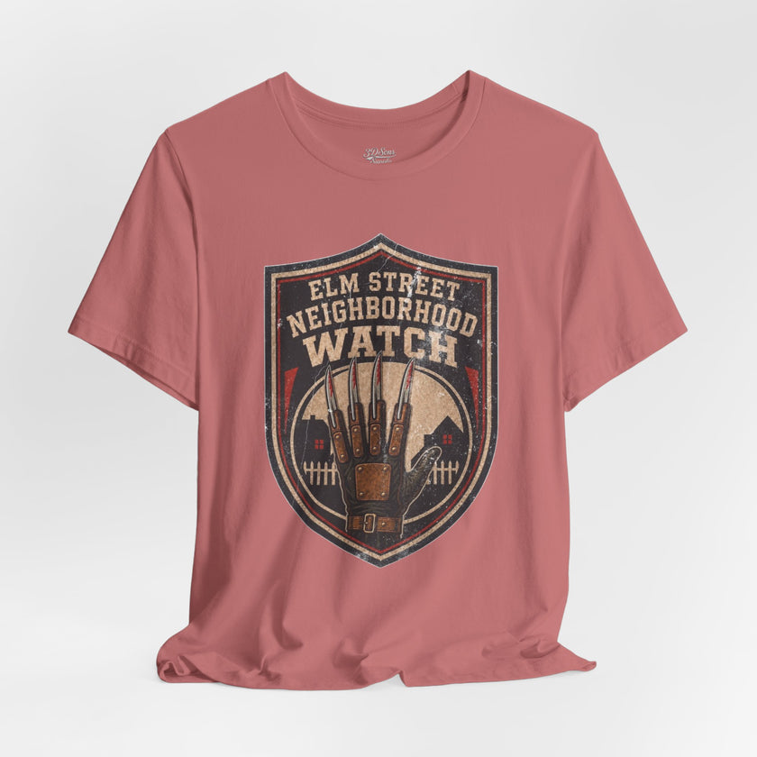 Elm Street Neighborhood Watch Tee – Horror Movie Retro Graphic T-Shirt