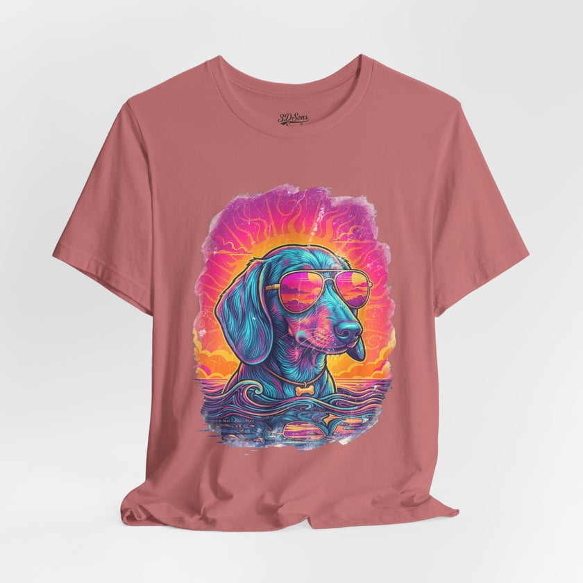 Dachshund Vice City Retro Tee 90's style