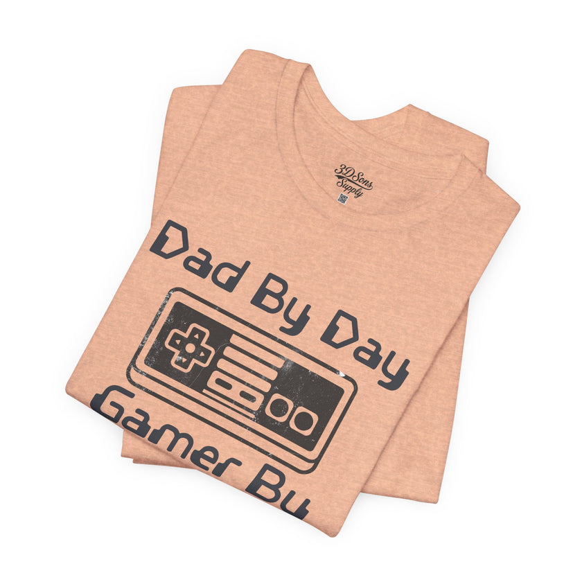 Personalized Dad By Day Gamer By Night T-Shirt — Established 2018 Retro Controller Tee