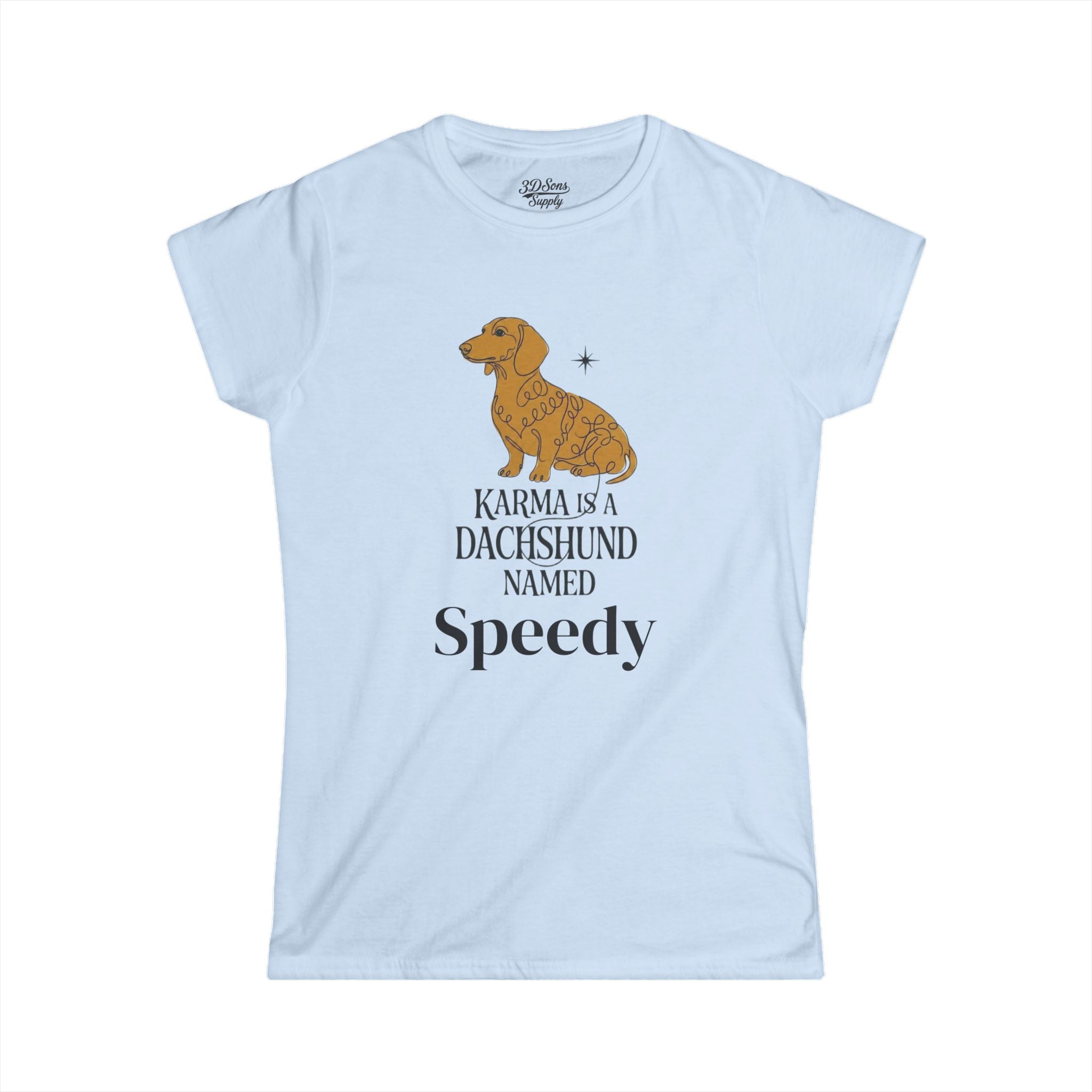 Karma Is a Dachshund Mid Century Tee | Personalized Name