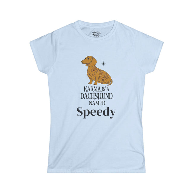 Karma Is a Dachshund Mid Century Tee | Personalized Name