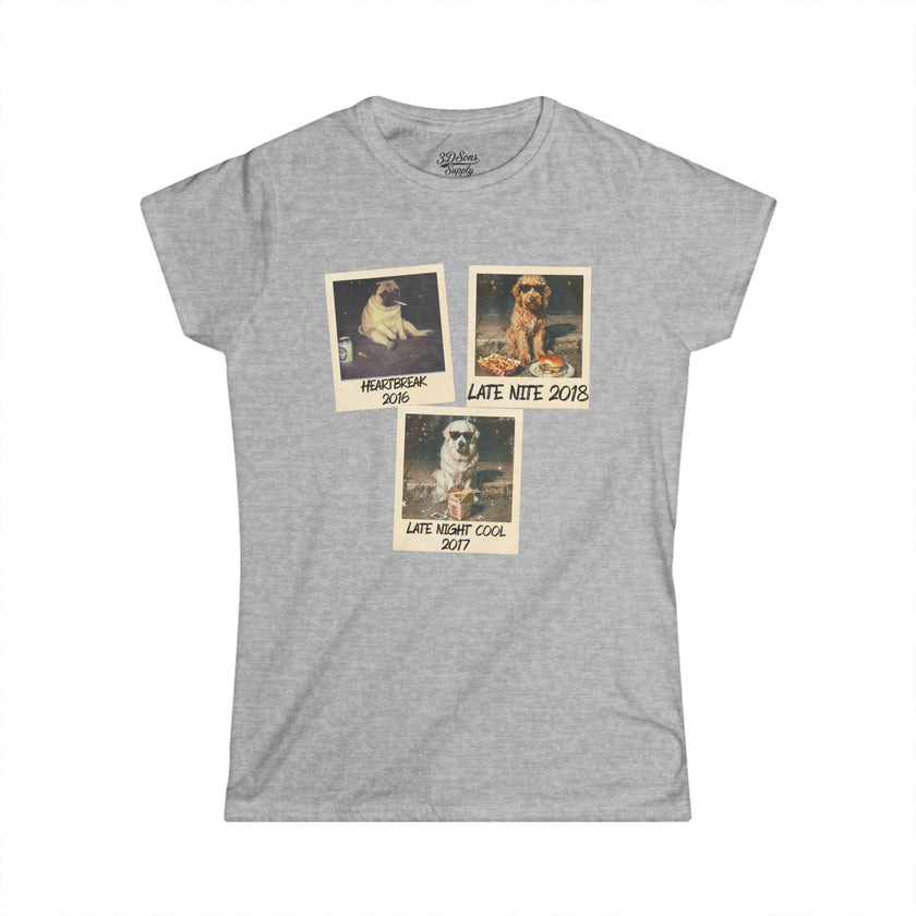 Personalized Polaroid Photo Tee — Custom 3-Image Women's Softstyle