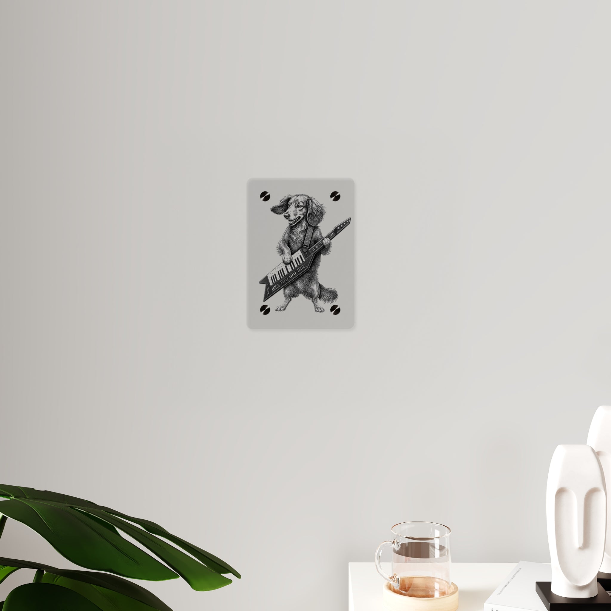 Dachshund Playing Keytar Acrylic Wall Art Panel