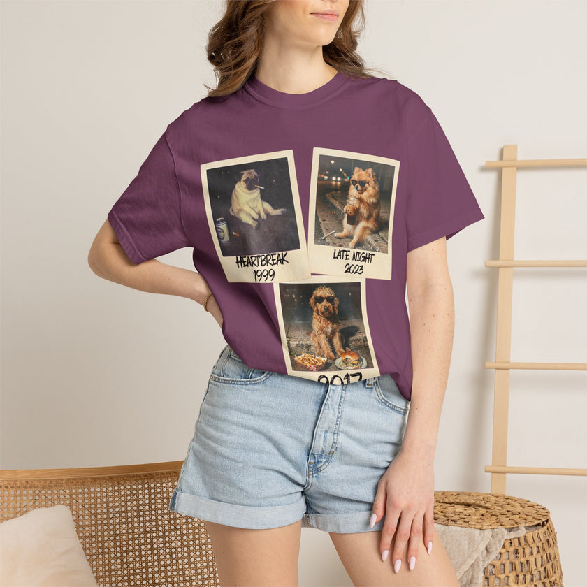 Personalized Polaroid Photo Tee — Custom 3 Image & Text Options