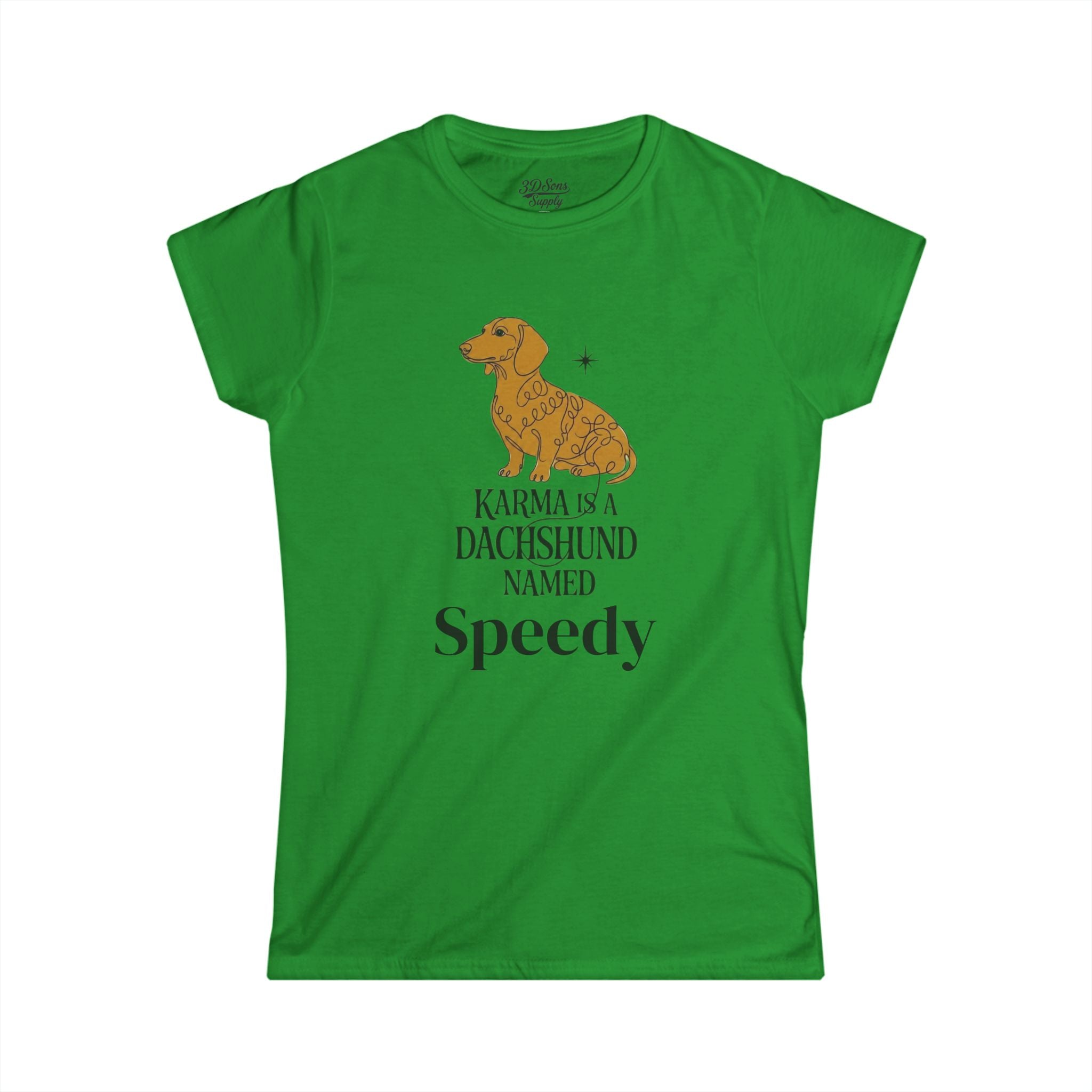 Karma Is a Dachshund Mid Century Tee | Personalized Name