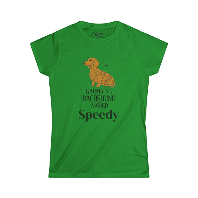 Karma Is a Dachshund Mid Century Tee | Personalized Name
