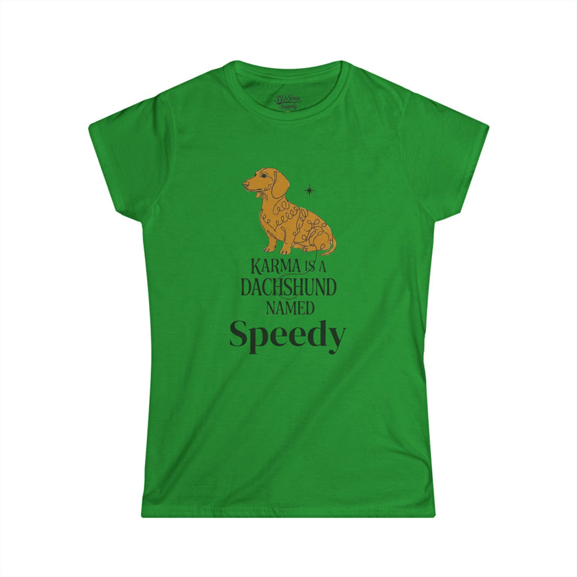 Karma Is a Dachshund Mid Century Tee | Personalized Name