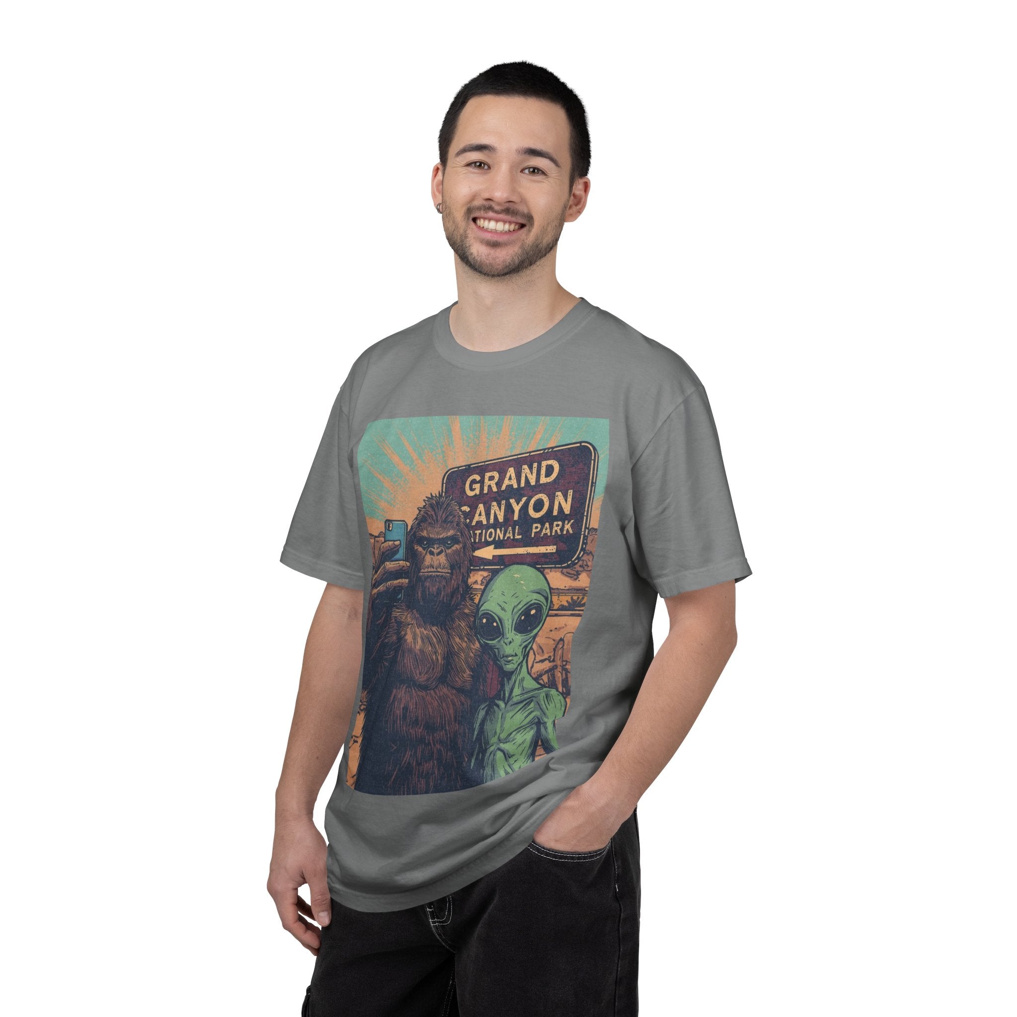 Bigfoot & Alien Grand Canyon T-Shirt — Funny National Park Tee