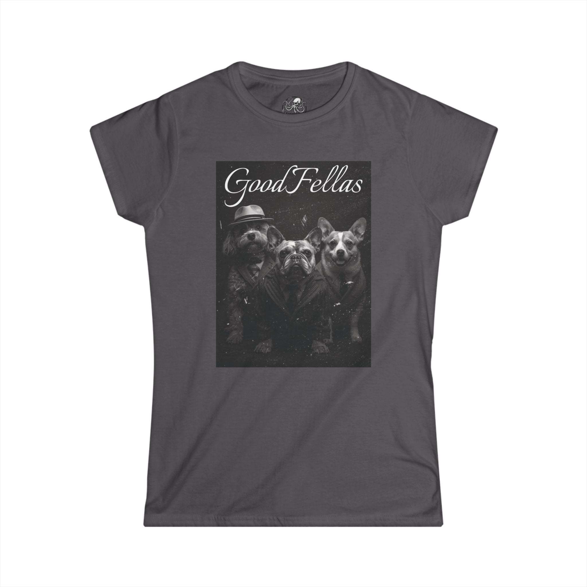 Women's GoodFellas Dogs Tee Vintage Mafia Puppy Portrait, Corgi, French Bulldog and Doodle