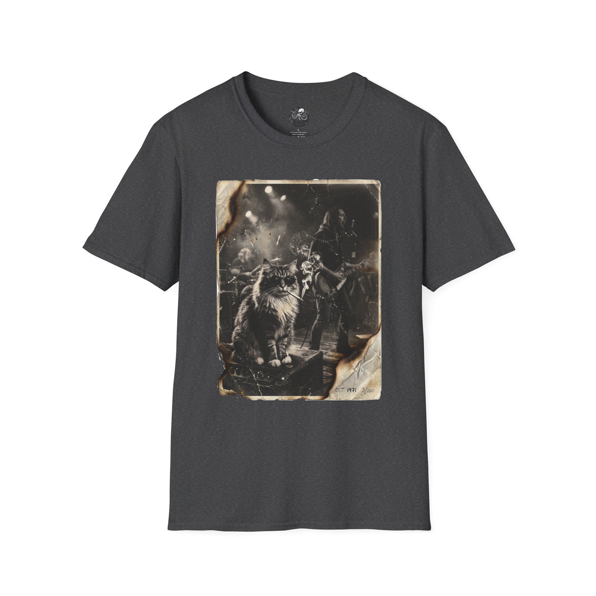 Vintage Rockstar Cat T-Shirt | Retro Rock Art Graphic Tee – 3D Sons Supply Co