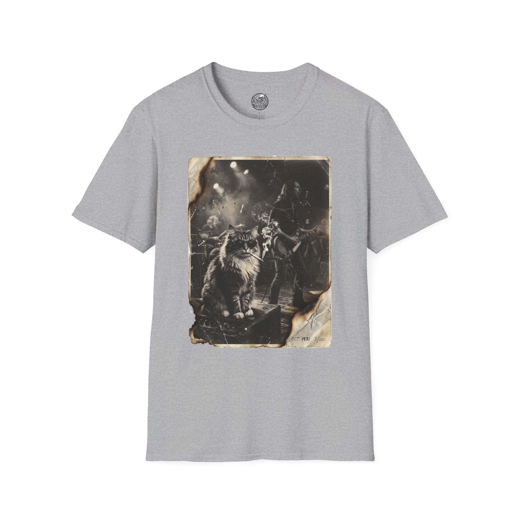 Vintage Rockstar Cat T-Shirt | Retro Rock Art Graphic Tee – 3D Sons Supply Co