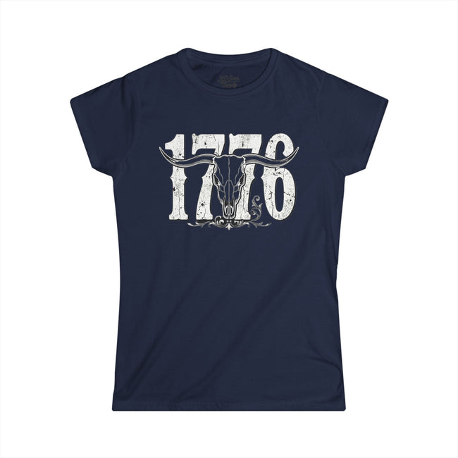 1776 Longhorn Skull Women's Tee — Rugged Western Graphic Shirt