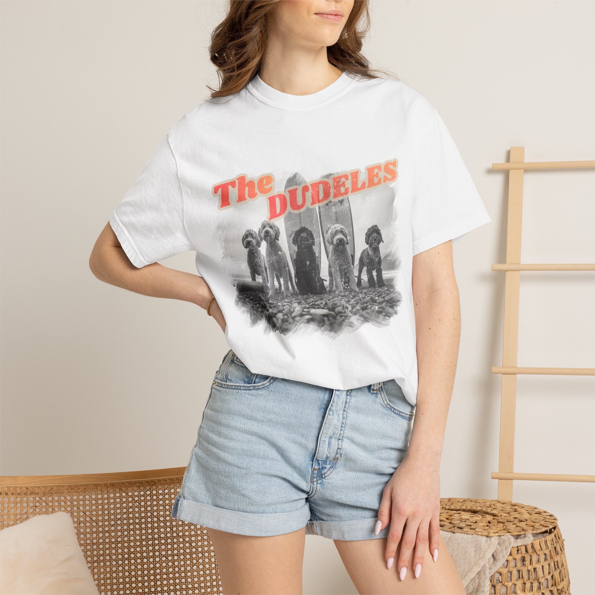 The Dudeles Dog Surfer T-Shirt | Doodle Breed Surfing Design