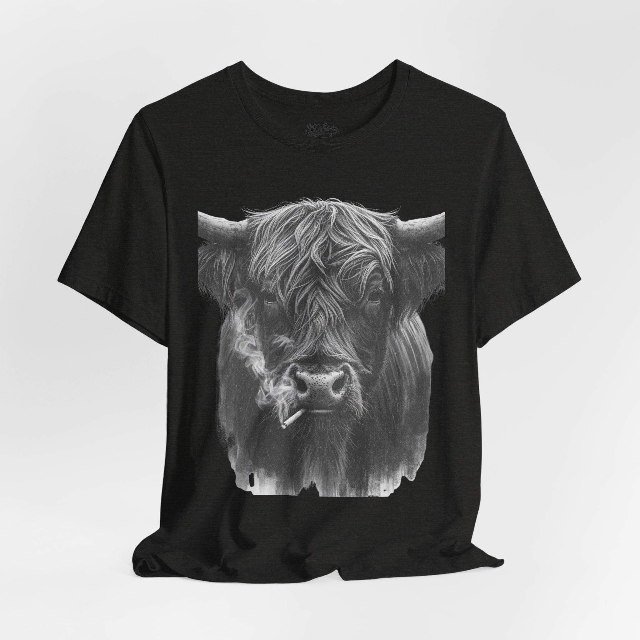 Highland Cow Smoking Tee — Vintage Highland Cattle Graphic T-Shirt