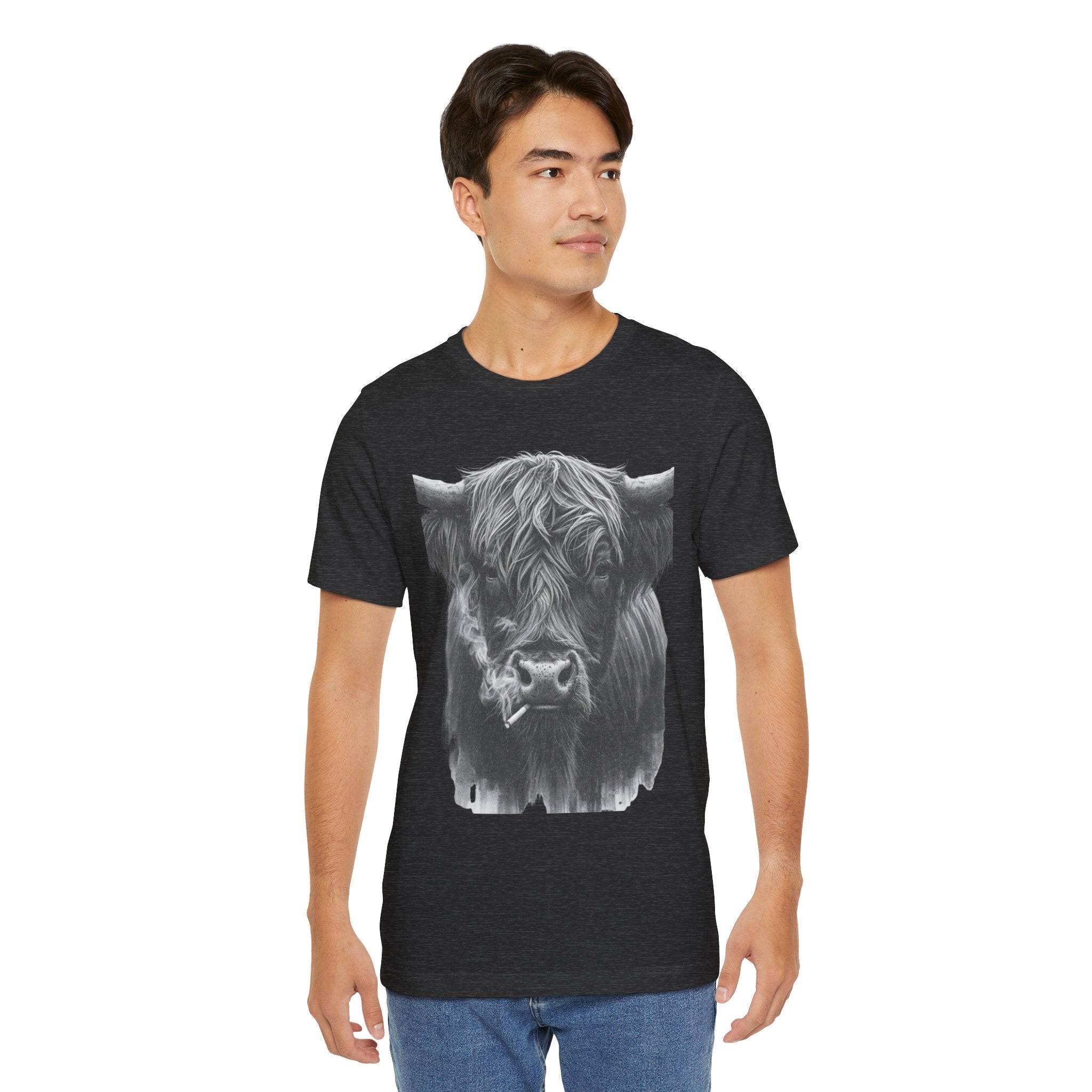 Highland Cow Smoking Tee — Vintage Highland Cattle Graphic T-Shirt