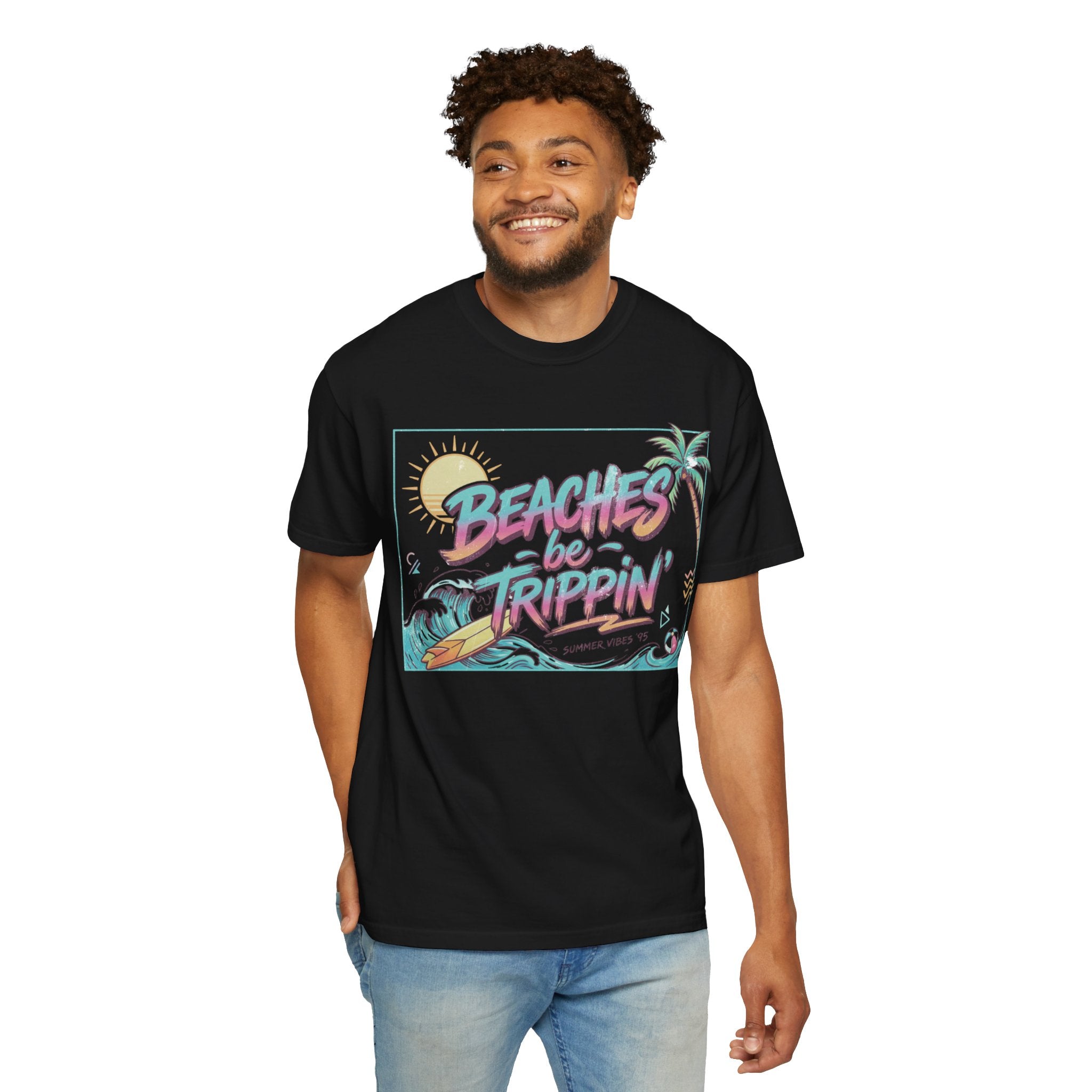 Beaches Be Trippin' 90s Style Tee | Retro Funny Beach T-Shirt – 3D Sons Supply Co