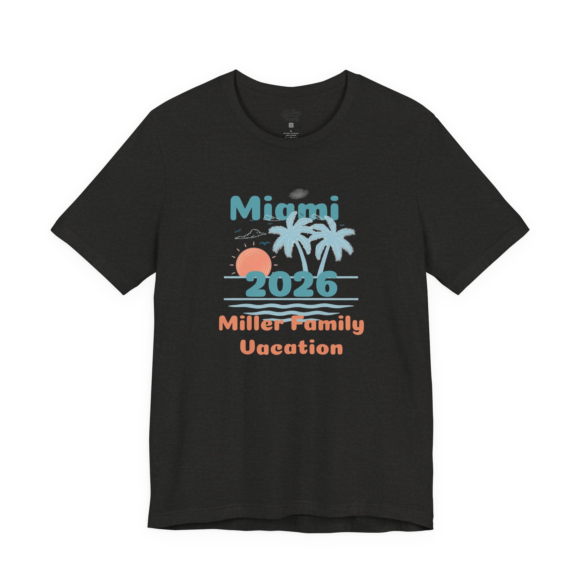 Personalized Family Beach T-Shirt — Custom Family Name, Location, Year with Beach Design