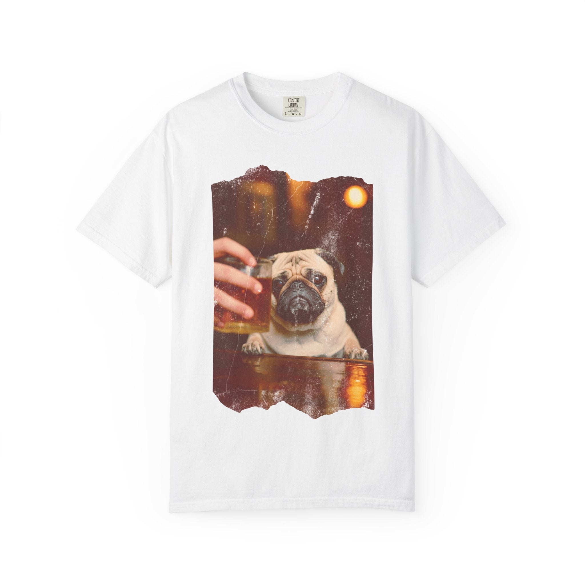 Pug At The Bar T-Shirt — Funny Vintage Pug Drinking Graphic Tee